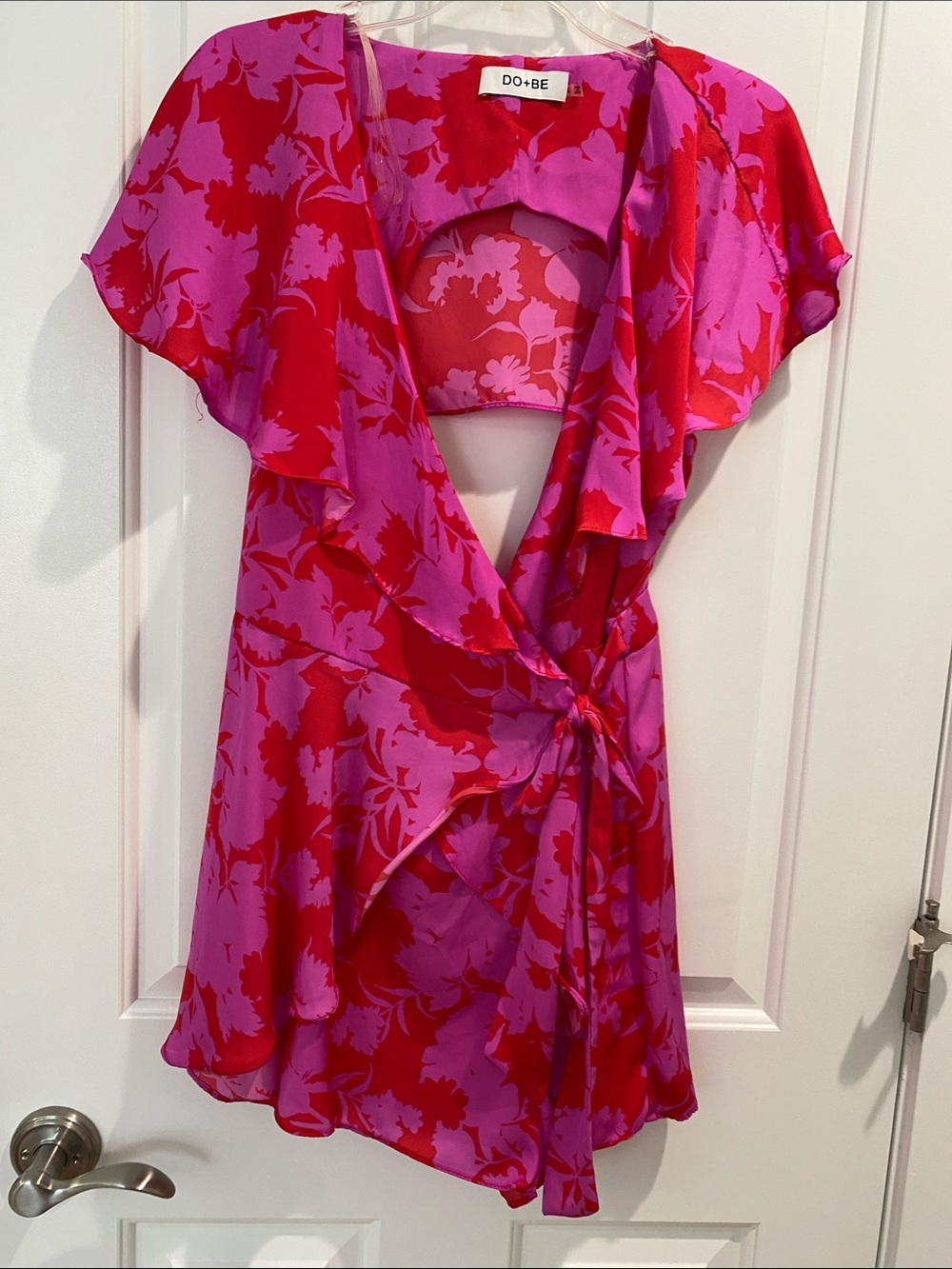 DO+BE Red and Pink Floral Wrap Mini Dress/skort